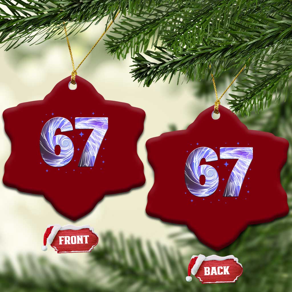 Swirl Effect Printed Six Seven Meme Ceramic Ornament Gen Z Alpha Gift