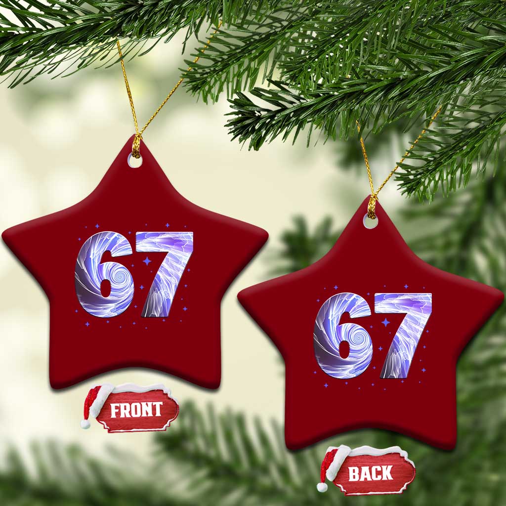 Swirl Effect Printed Six Seven Meme Ceramic Ornament Gen Z Alpha Gift