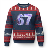 Swirl Effect Printed Six Seven Meme Ugly Christmas Sweater Gen Z Alpha Gift