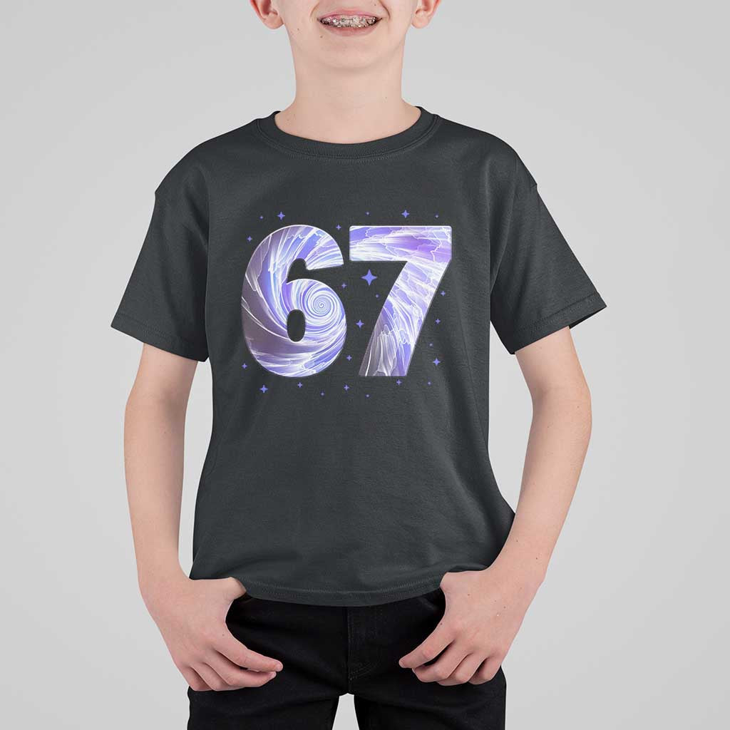 Swirl Effect Printed Six Seven Meme T Shirt For Kid Gen Z Alpha Gift