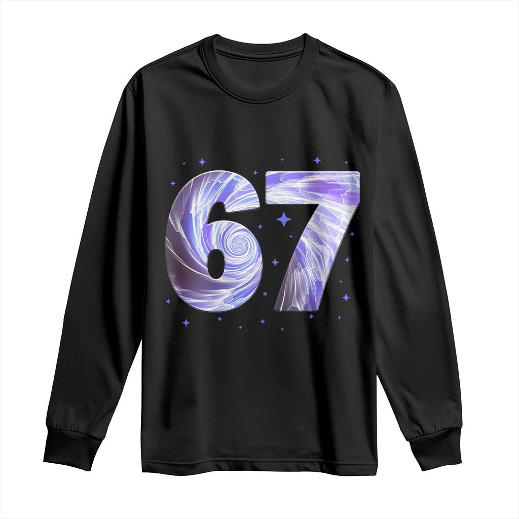 Swirl Effect Printed Six Seven Meme Long Sleeve Shirt Gen Z Alpha Gift