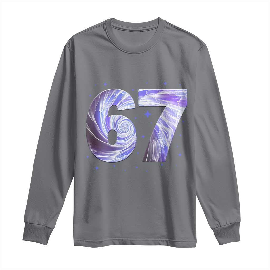 Swirl Effect Printed Six Seven Meme Long Sleeve Shirt Gen Z Alpha Gift