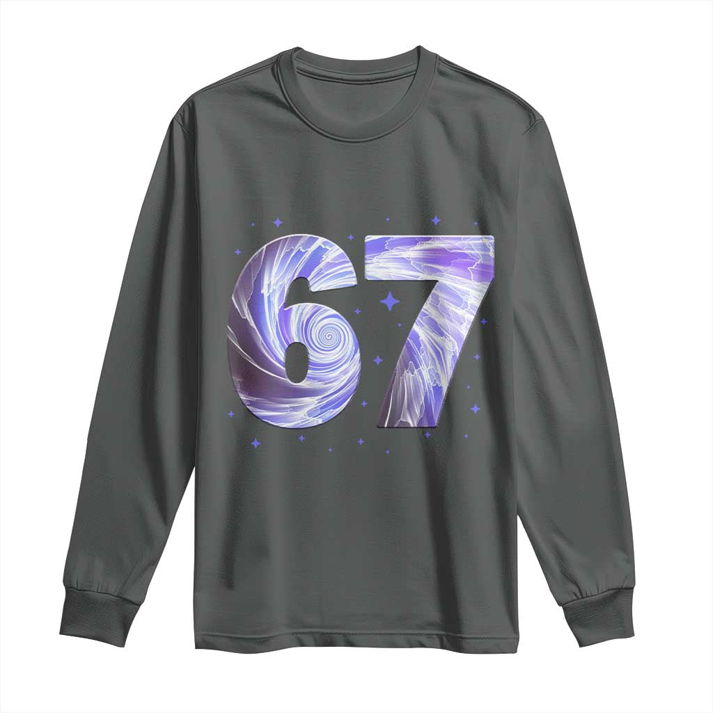 Swirl Effect Printed Six Seven Meme Long Sleeve Shirt Gen Z Alpha Gift