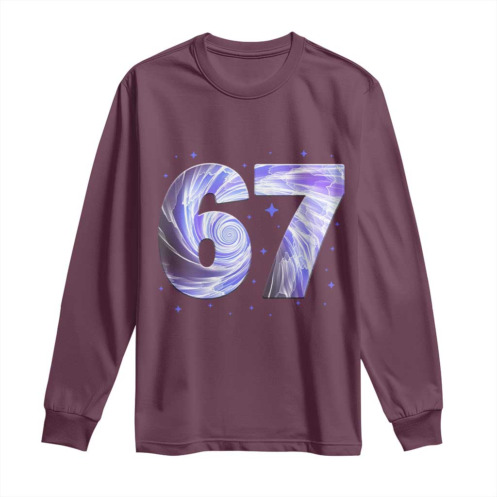 Swirl Effect Printed Six Seven Meme Long Sleeve Shirt Gen Z Alpha Gift