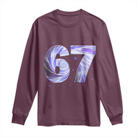 Swirl Effect Printed Six Seven Meme Long Sleeve Shirt Gen Z Alpha Gift