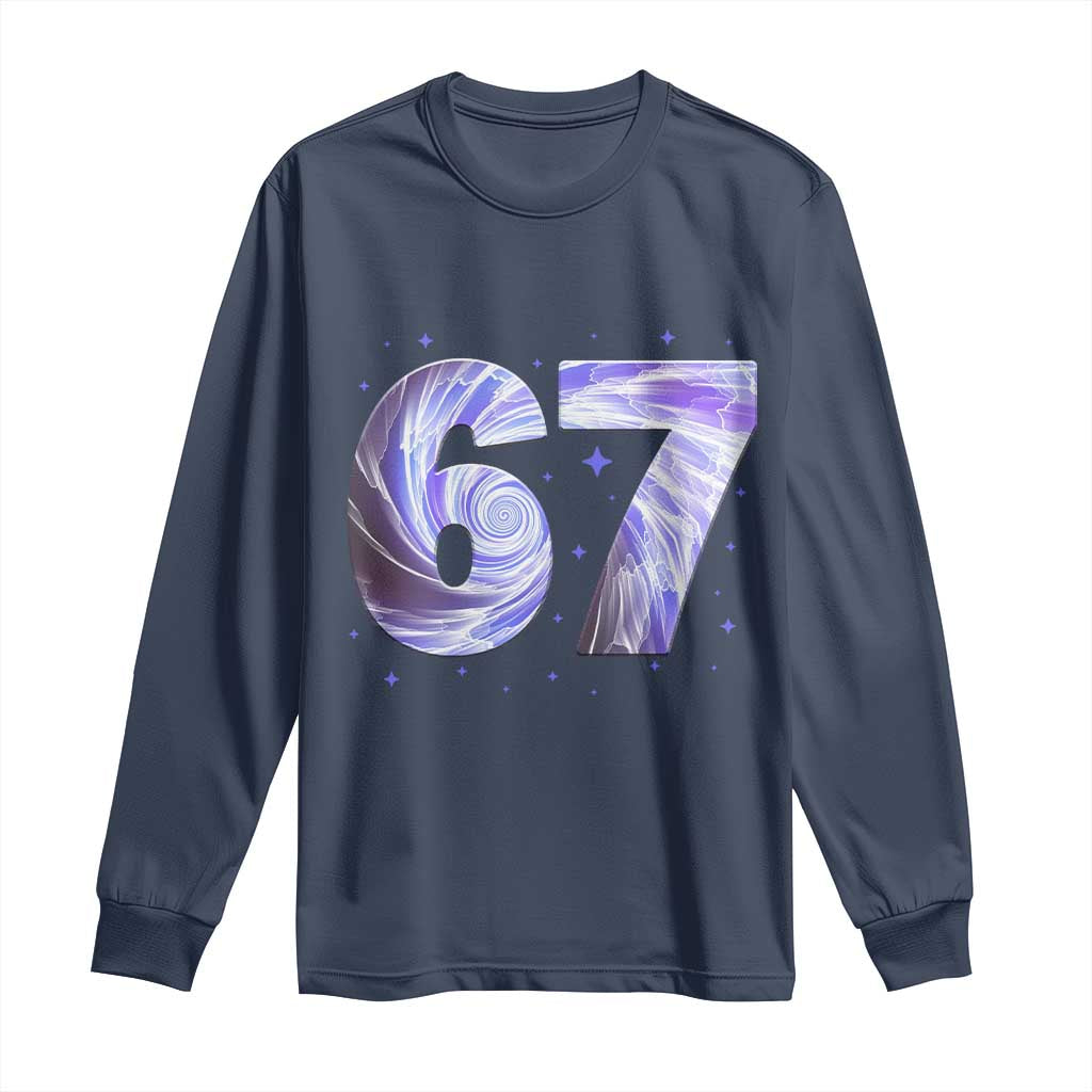 Swirl Effect Printed Six Seven Meme Long Sleeve Shirt Gen Z Alpha Gift
