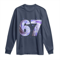 Swirl Effect Printed Six Seven Meme Long Sleeve Shirt Gen Z Alpha Gift