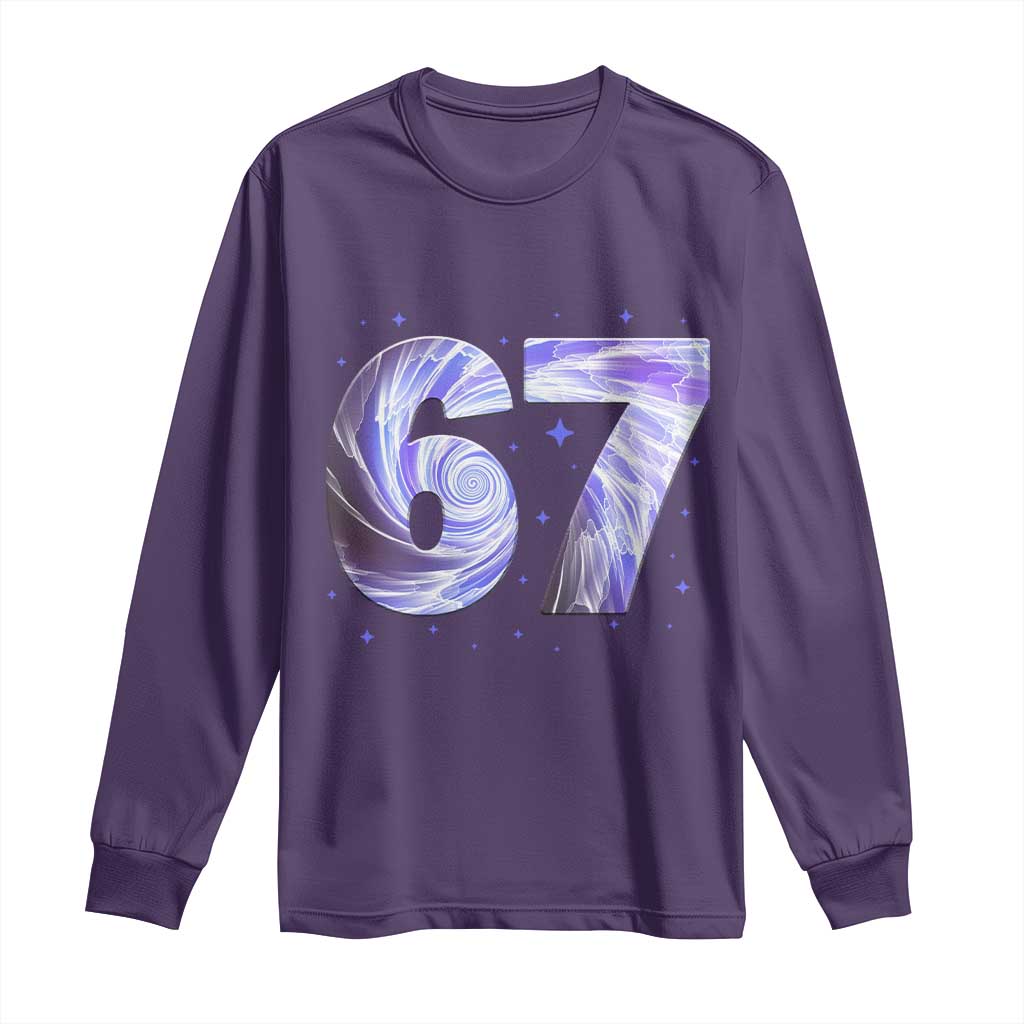 Swirl Effect Printed Six Seven Meme Long Sleeve Shirt Gen Z Alpha Gift