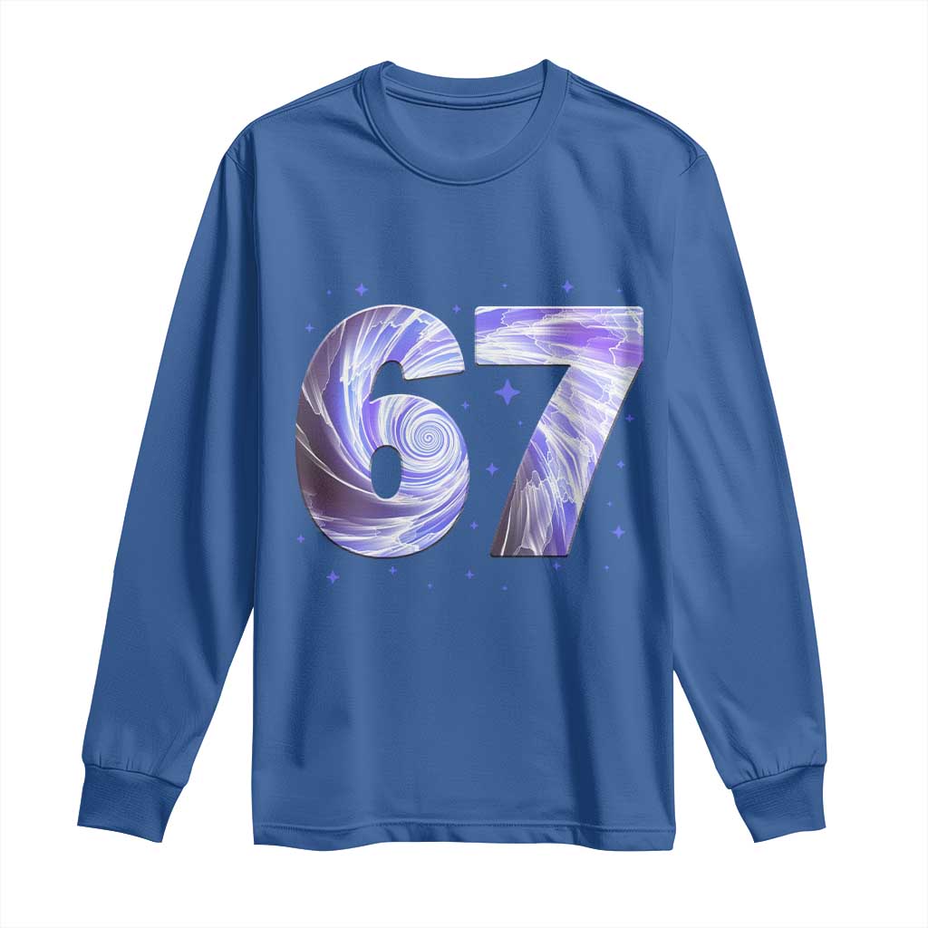 Swirl Effect Printed Six Seven Meme Long Sleeve Shirt Gen Z Alpha Gift