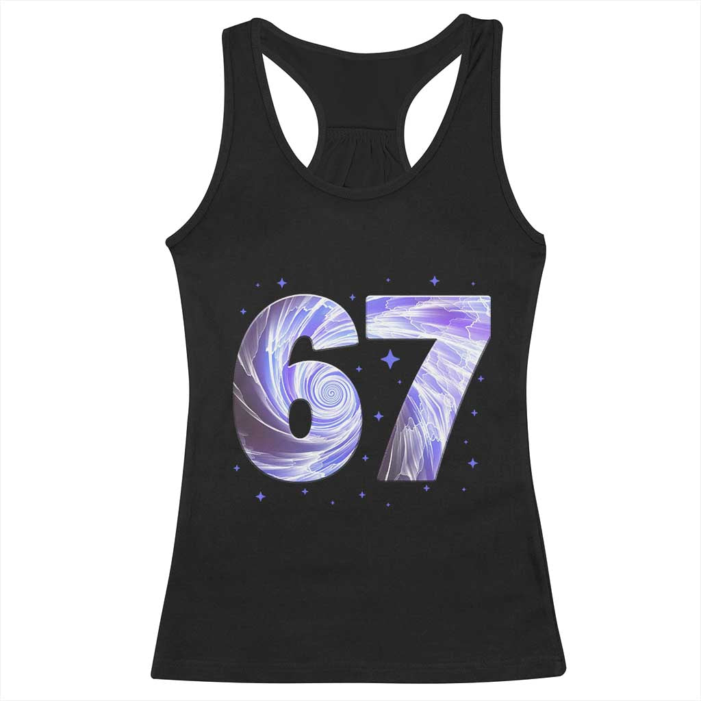 Swirl Effect Printed Six Seven Meme Racerback Tank Top Gen Z Alpha Gift