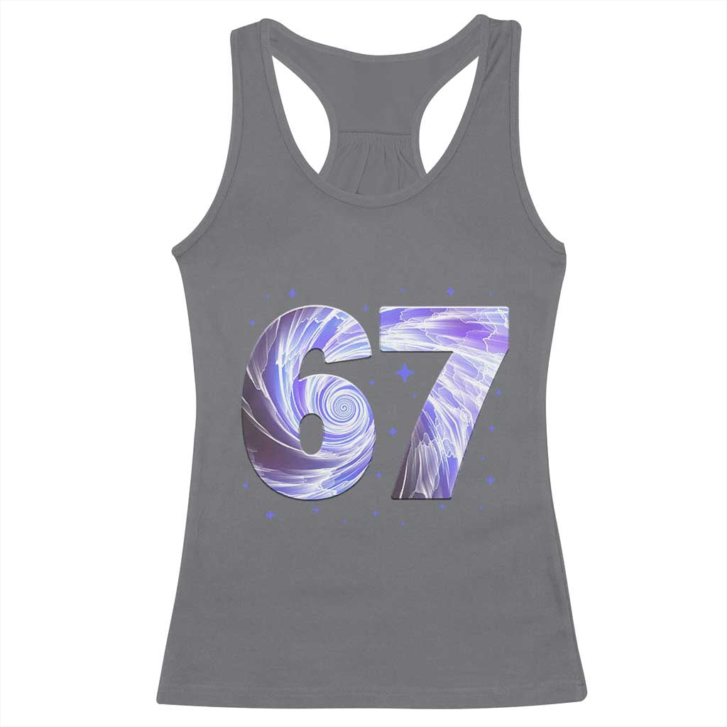 Swirl Effect Printed Six Seven Meme Racerback Tank Top Gen Z Alpha Gift