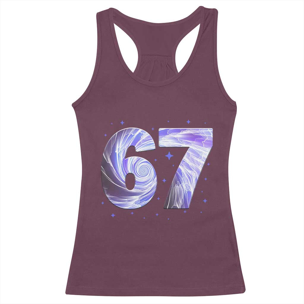 Swirl Effect Printed Six Seven Meme Racerback Tank Top Gen Z Alpha Gift