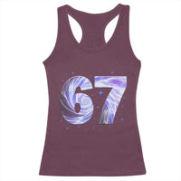 Swirl Effect Printed Six Seven Meme Racerback Tank Top Gen Z Alpha Gift