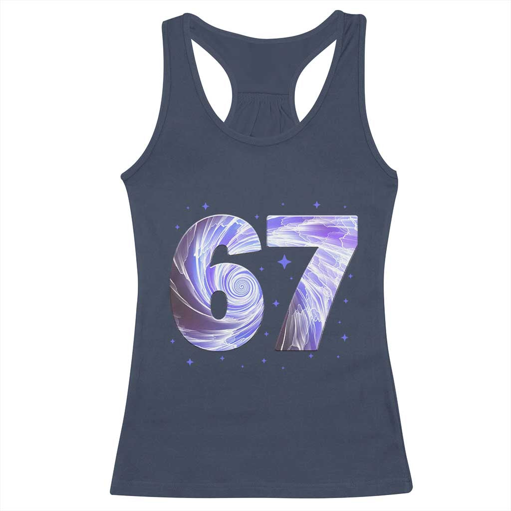Swirl Effect Printed Six Seven Meme Racerback Tank Top Gen Z Alpha Gift