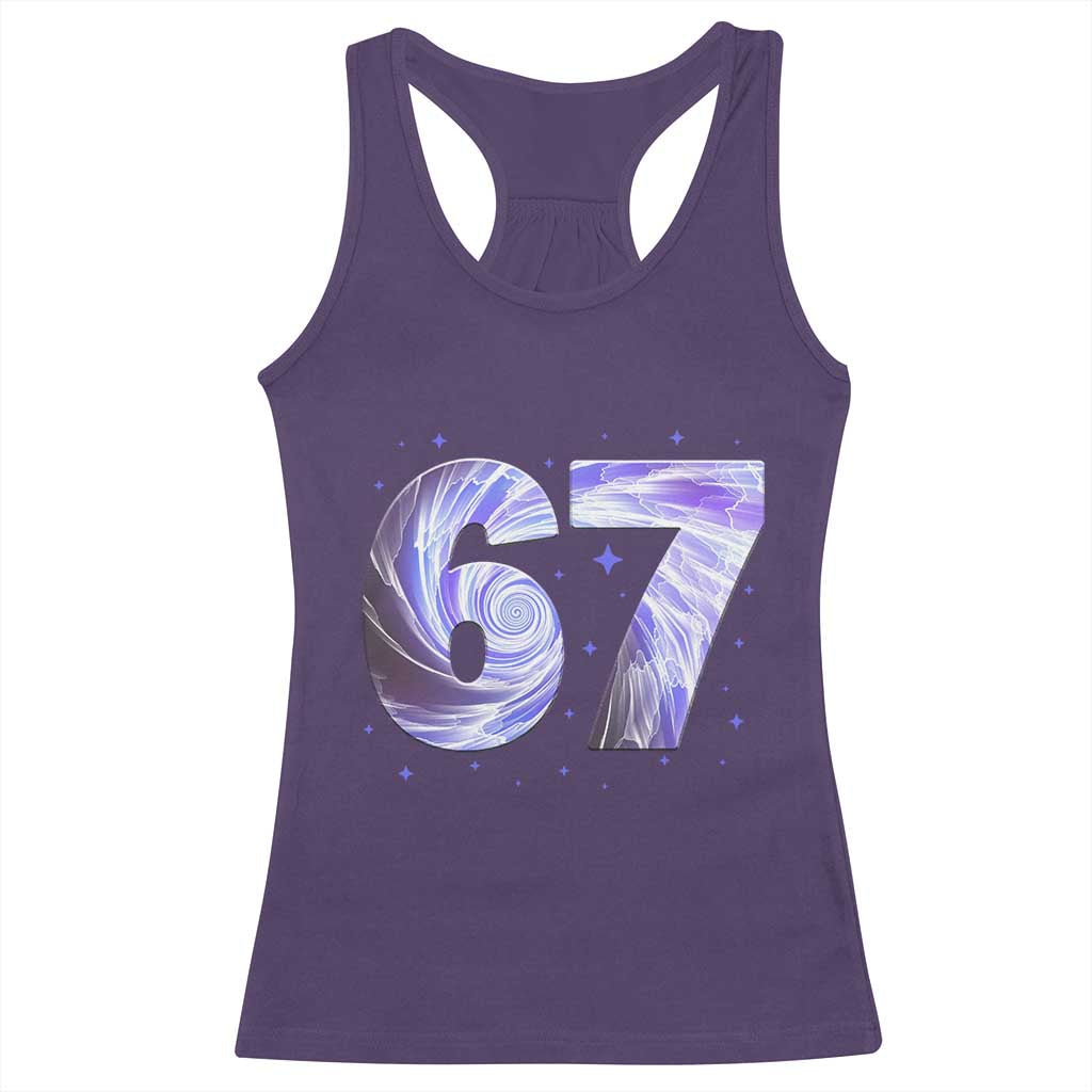 Swirl Effect Printed Six Seven Meme Racerback Tank Top Gen Z Alpha Gift