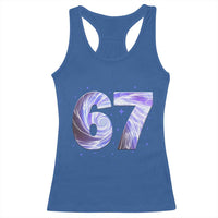 Swirl Effect Printed Six Seven Meme Racerback Tank Top Gen Z Alpha Gift