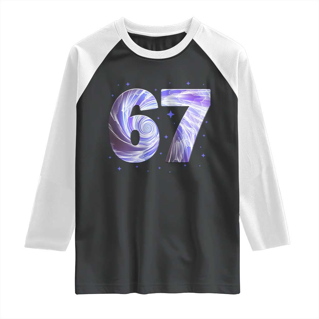 Swirl Effect Printed Six Seven Meme Raglan Shirt Gen Z Alpha Gift