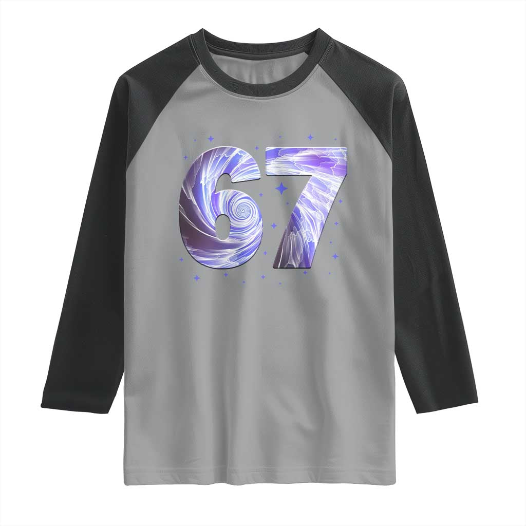 Swirl Effect Printed Six Seven Meme Raglan Shirt Gen Z Alpha Gift