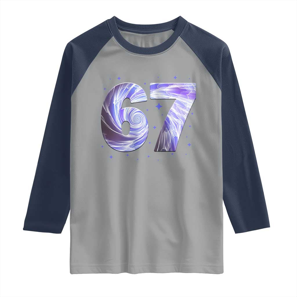 Swirl Effect Printed Six Seven Meme Raglan Shirt Gen Z Alpha Gift