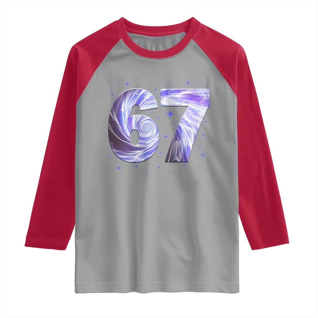 Swirl Effect Printed Six Seven Meme Raglan Shirt Gen Z Alpha Gift