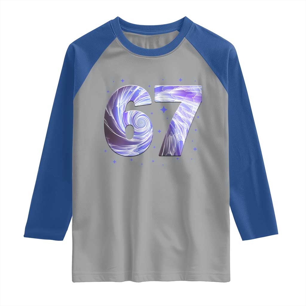 Swirl Effect Printed Six Seven Meme Raglan Shirt Gen Z Alpha Gift