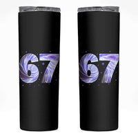 Swirl Effect Printed Six Seven Meme Skinny Tumbler Gen Z Alpha Gift