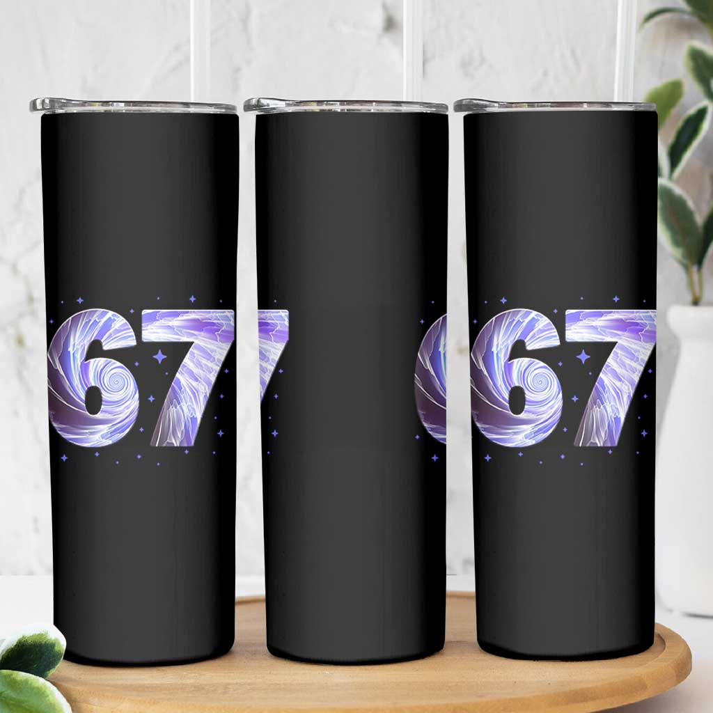 Swirl Effect Printed Six Seven Meme Skinny Tumbler Gen Z Alpha Gift