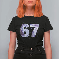 Swirl Effect Printed Six Seven Meme T Shirt For Women Gen Z Alpha Gift
