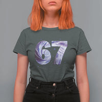 Swirl Effect Printed Six Seven Meme T Shirt For Women Gen Z Alpha Gift