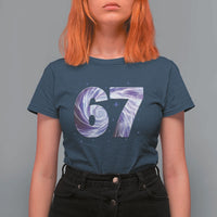 Swirl Effect Printed Six Seven Meme T Shirt For Women Gen Z Alpha Gift