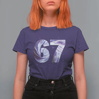 Swirl Effect Printed Six Seven Meme T Shirt For Women Gen Z Alpha Gift