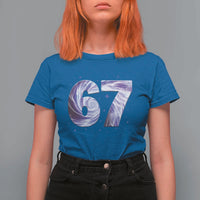 Swirl Effect Printed Six Seven Meme T Shirt For Women Gen Z Alpha Gift