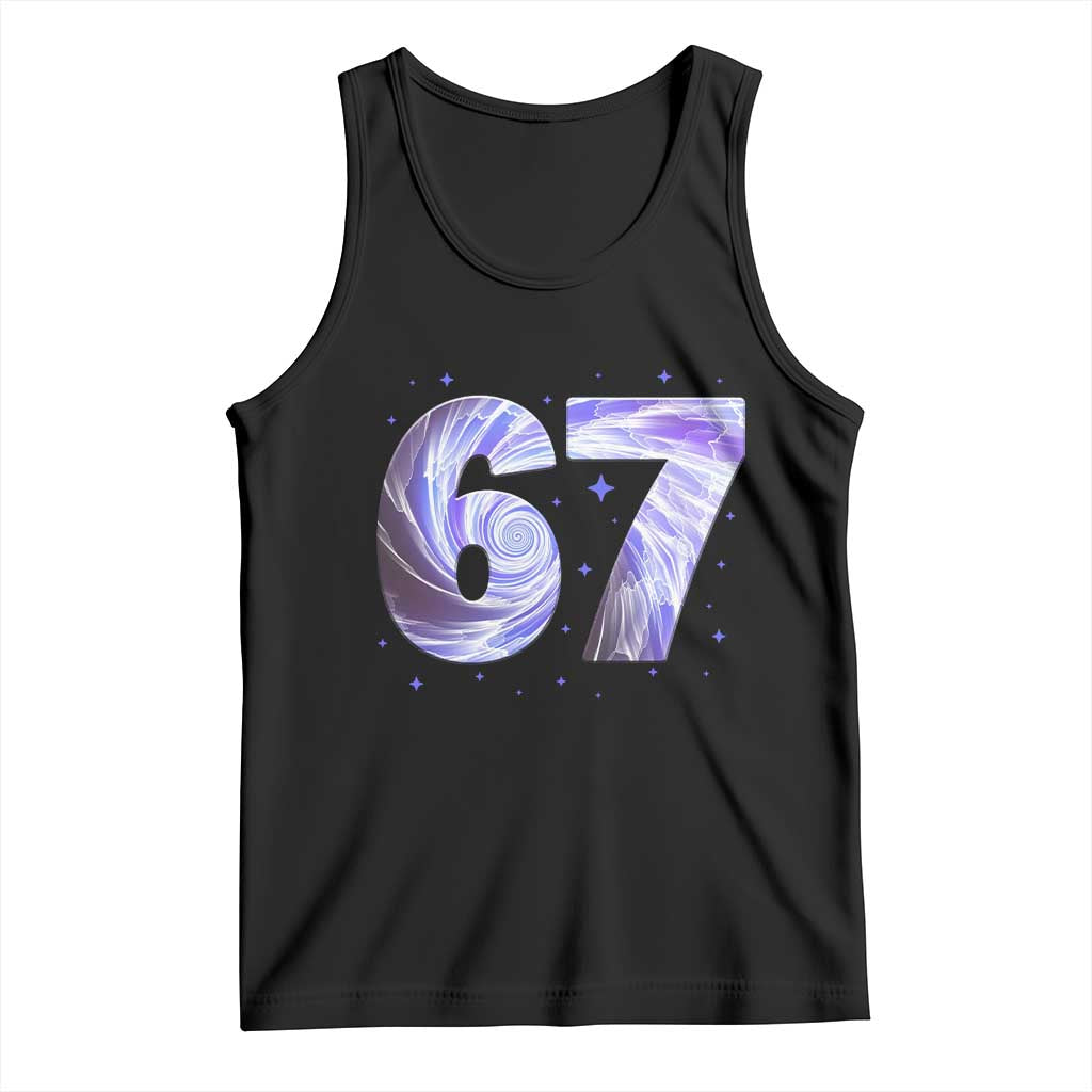 Swirl Effect Printed Six Seven Meme Tank Top Gen Z Alpha Gift