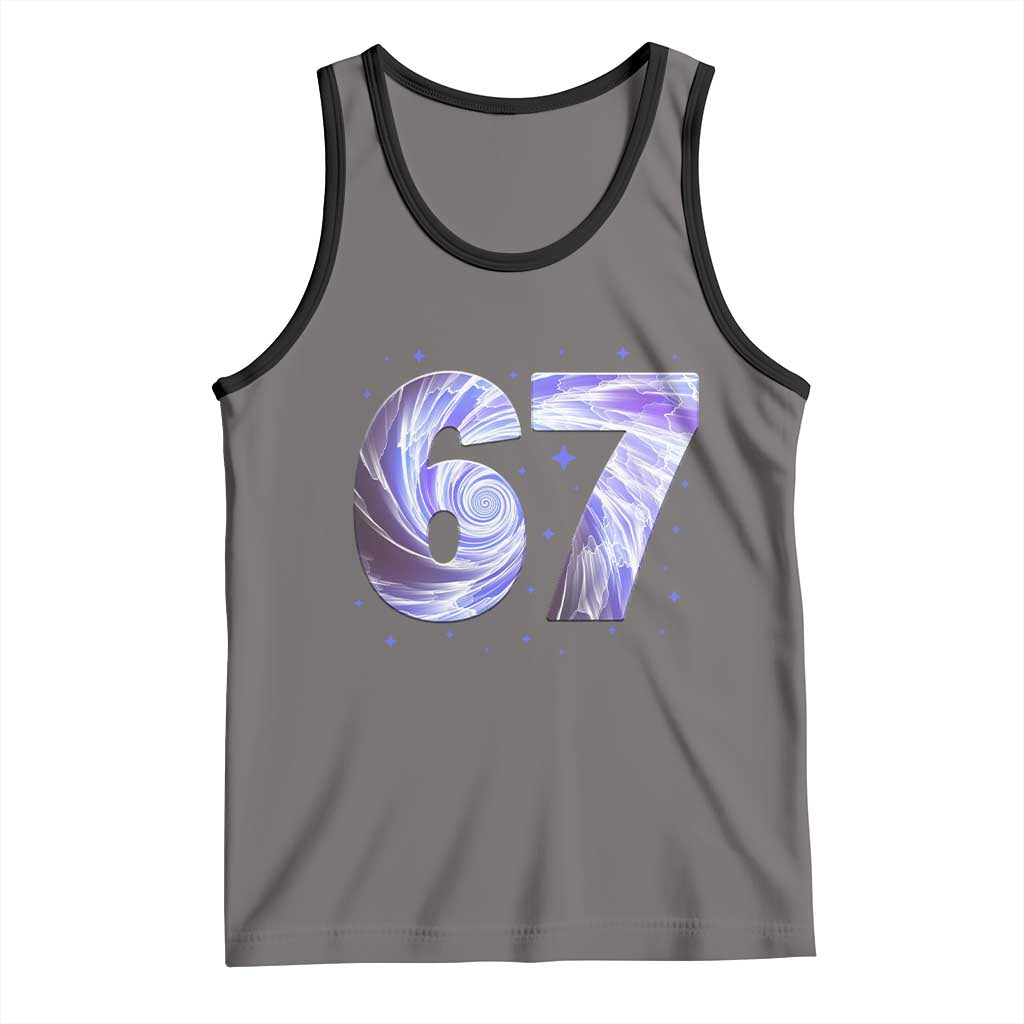 Swirl Effect Printed Six Seven Meme Tank Top Gen Z Alpha Gift