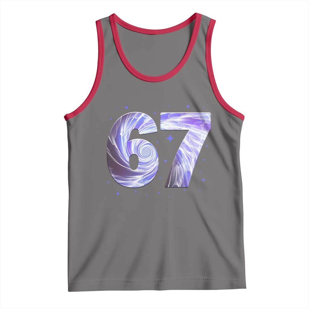 Swirl Effect Printed Six Seven Meme Tank Top Gen Z Alpha Gift