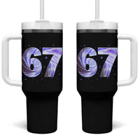 Swirl Effect Printed Six Seven Meme Tumbler With Handle Gen Z Alpha Gift