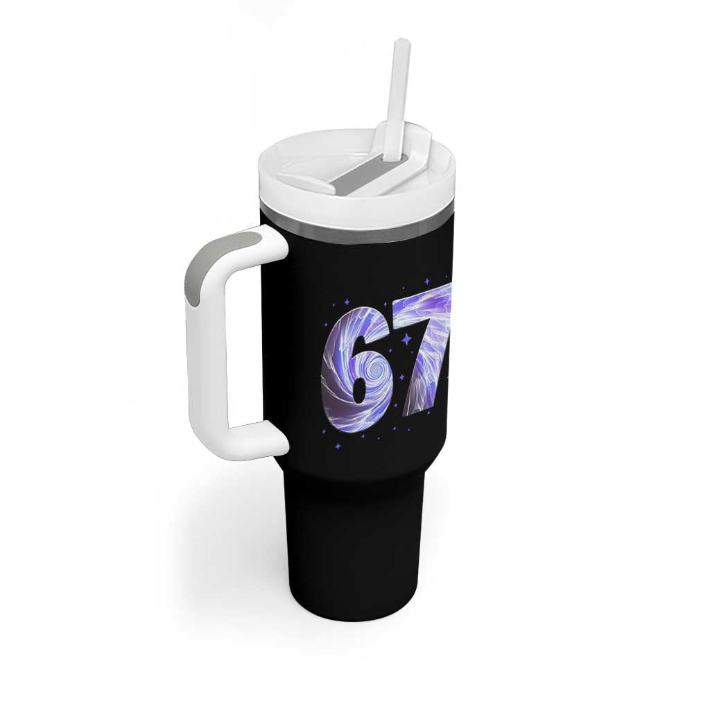 Swirl Effect Printed Six Seven Meme Tumbler With Handle Gen Z Alpha Gift
