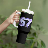 Swirl Effect Printed Six Seven Meme Tumbler With Handle Gen Z Alpha Gift
