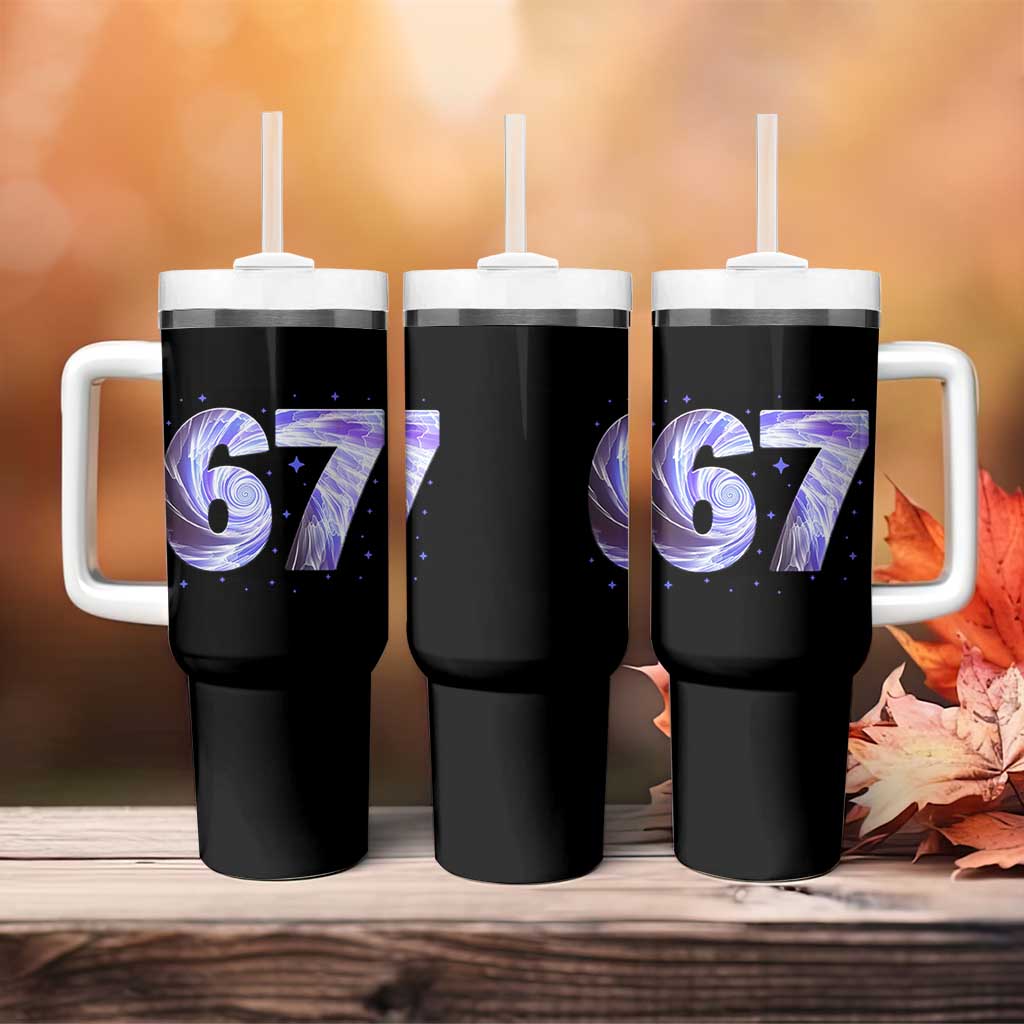 Swirl Effect Printed Six Seven Meme Tumbler With Handle Gen Z Alpha Gift