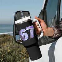 Swirl Effect Printed Six Seven Meme Tumbler With Handle Gen Z Alpha Gift