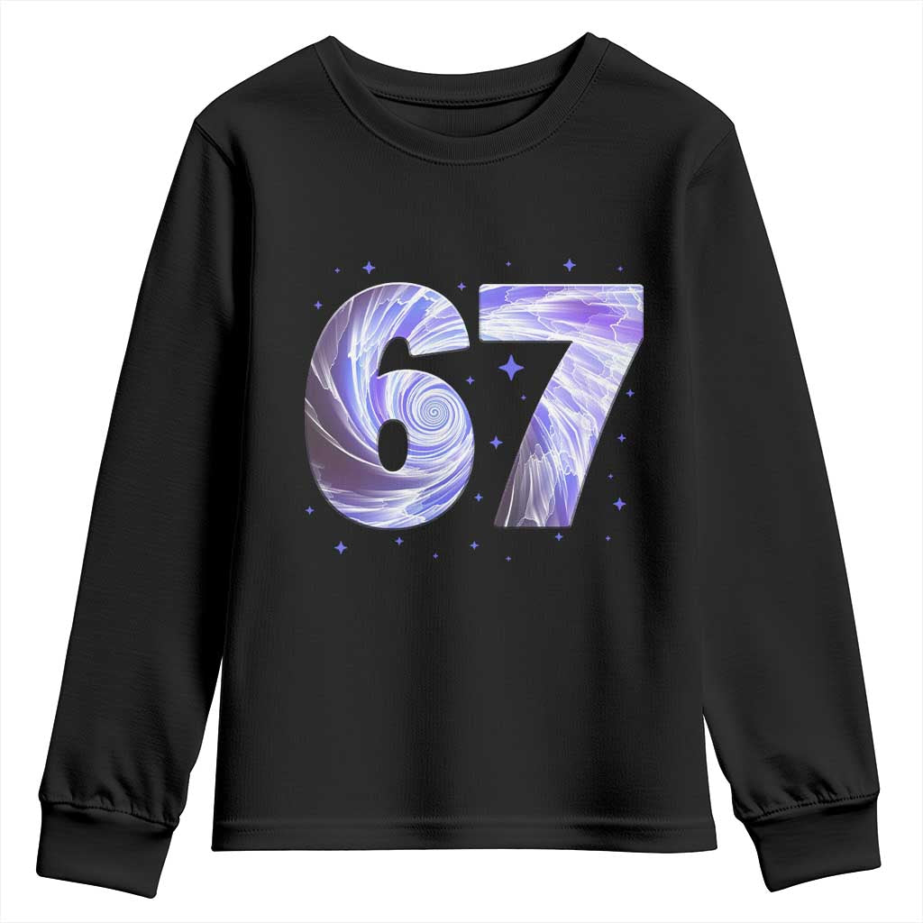 Swirl Effect Printed Six Seven Meme Youth Sweatshirt Gen Z Alpha Gift