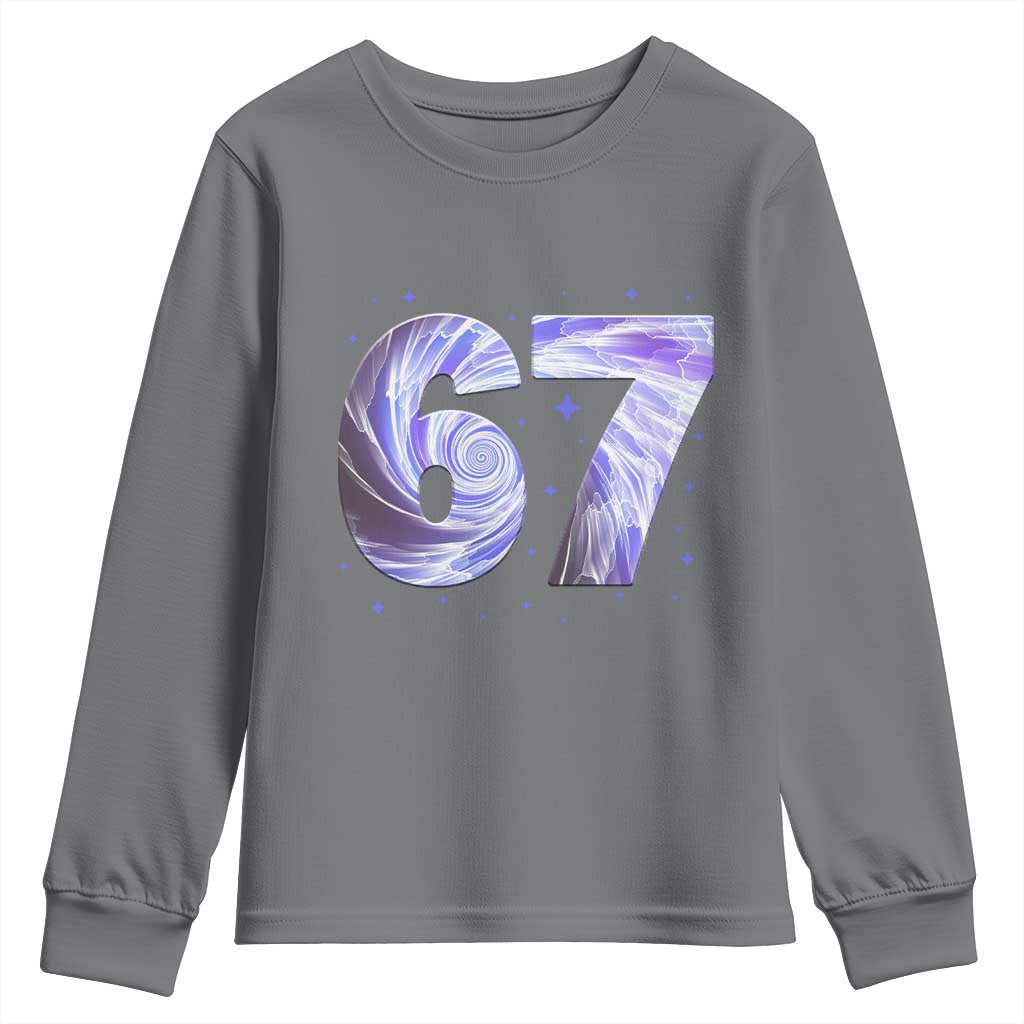 Swirl Effect Printed Six Seven Meme Youth Sweatshirt Gen Z Alpha Gift