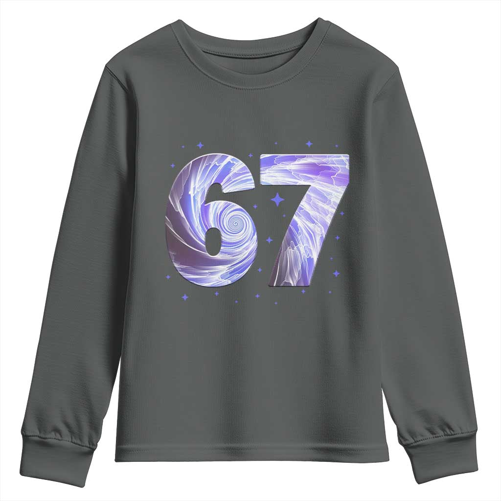 Swirl Effect Printed Six Seven Meme Youth Sweatshirt Gen Z Alpha Gift