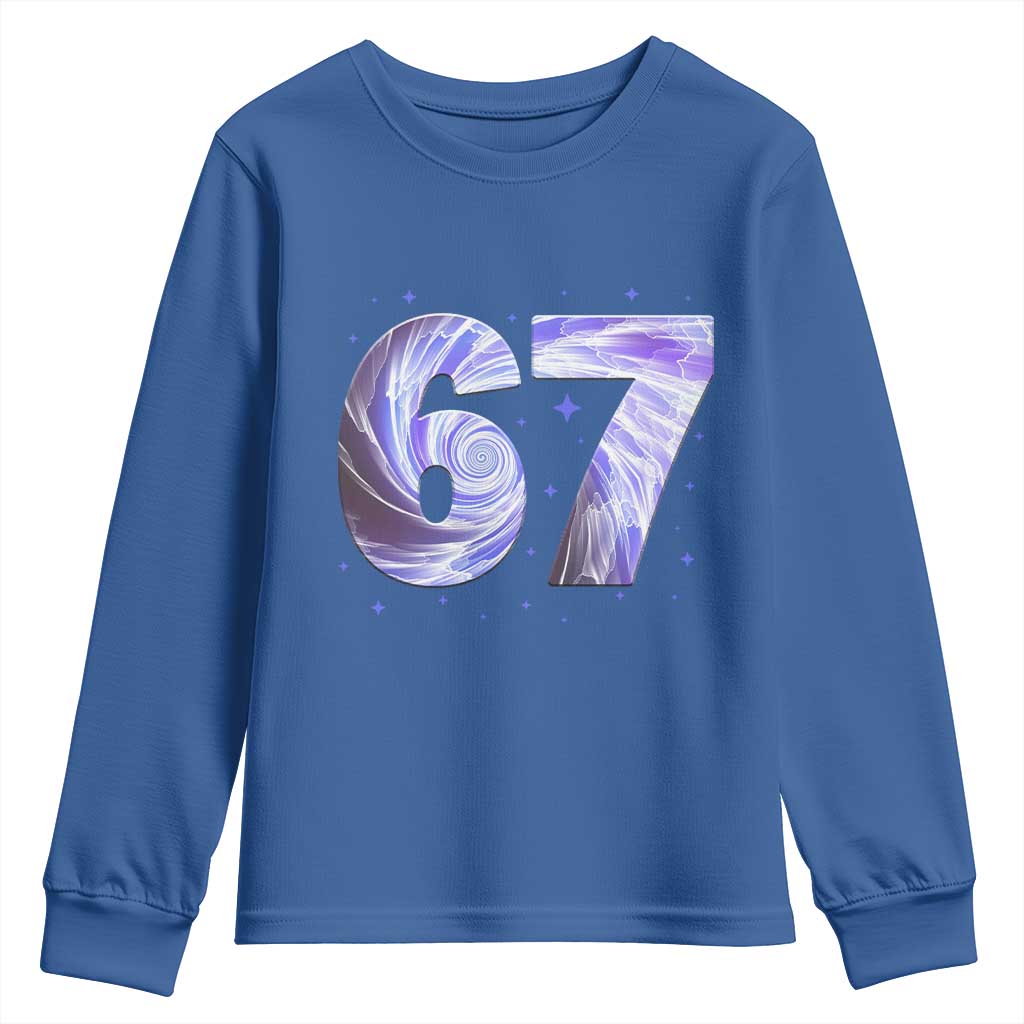 Swirl Effect Printed Six Seven Meme Youth Sweatshirt Gen Z Alpha Gift