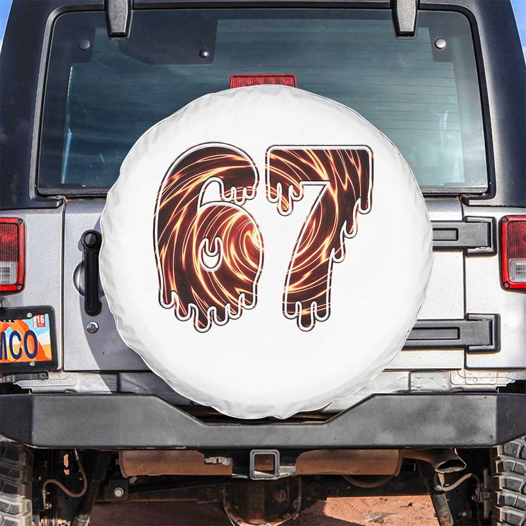 Fire Swirl Effect Printed Spare Tire Cover Six Seven Meme