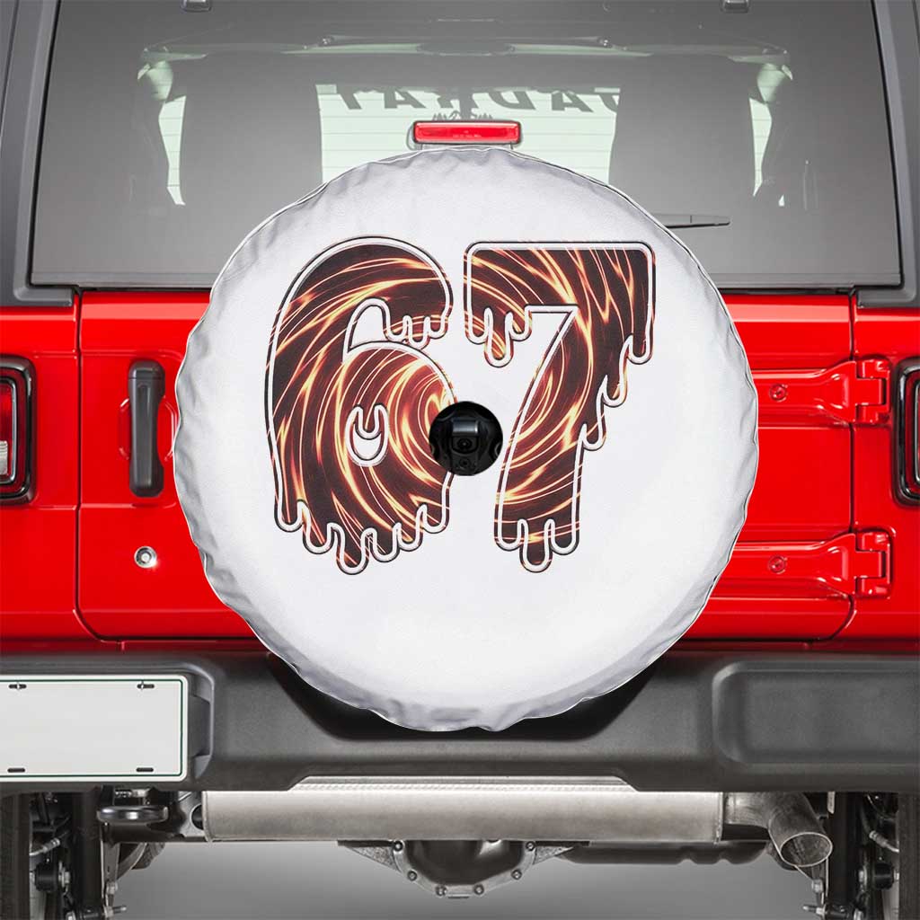 Fire Swirl Effect Printed Spare Tire Cover Six Seven Meme
