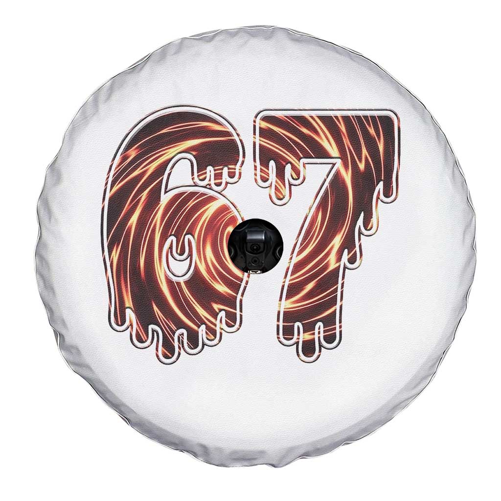 Fire Swirl Effect Printed Spare Tire Cover Six Seven Meme