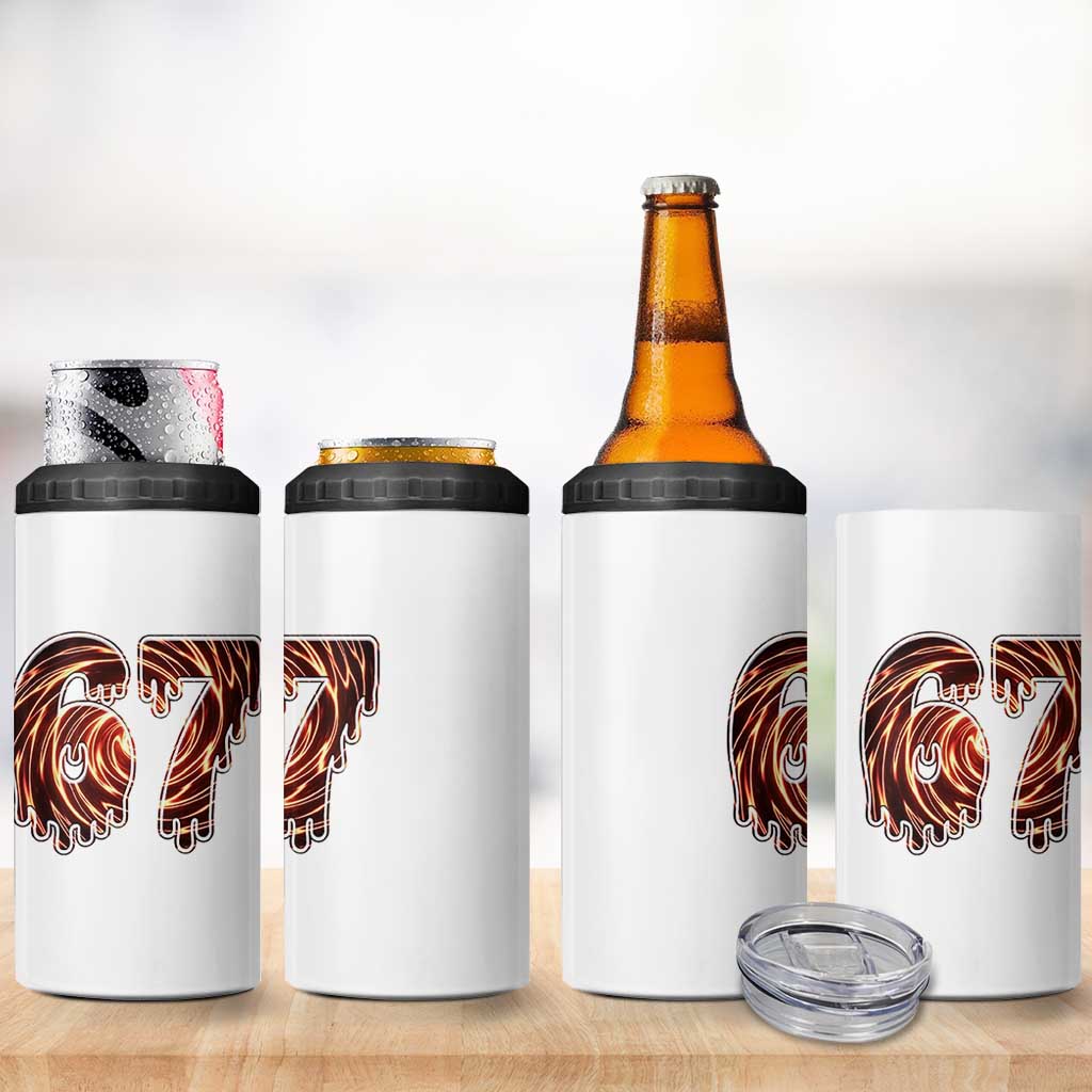 Fire Swirl Effect Printed 4 in 1 Can Cooler Tumbler Six Seven Meme
