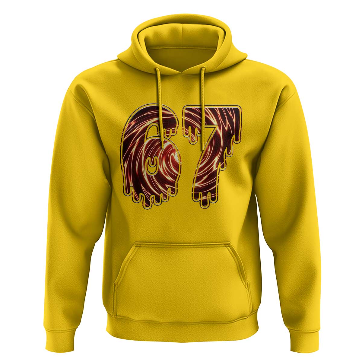 Fire Swirl Effect Printed Hoodie Six Seven Meme