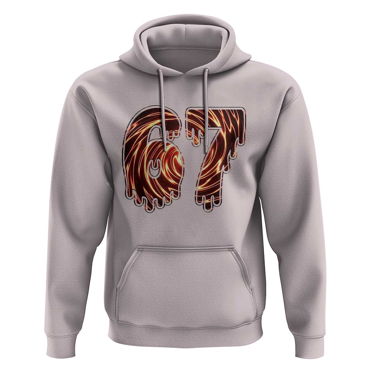 Fire Swirl Effect Printed Hoodie Six Seven Meme